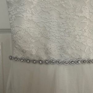 Beautiful girls white lace and toile dress with rhinestone detail